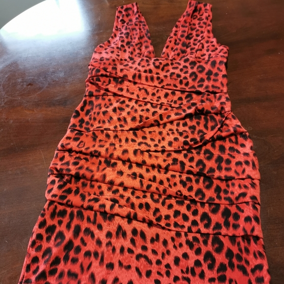 Red leopard print dress - Picture 3 of 4